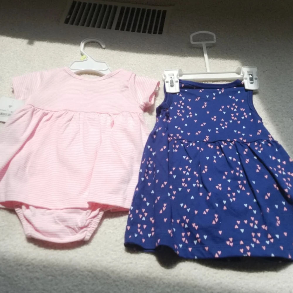 2 Carter's summer dresses pink and blue